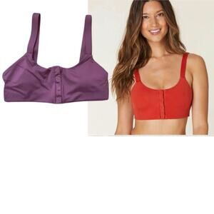 Andie The Snap Scoop Bikini Swim Top Sz XS Color Cactus Flowers Purple Lavender